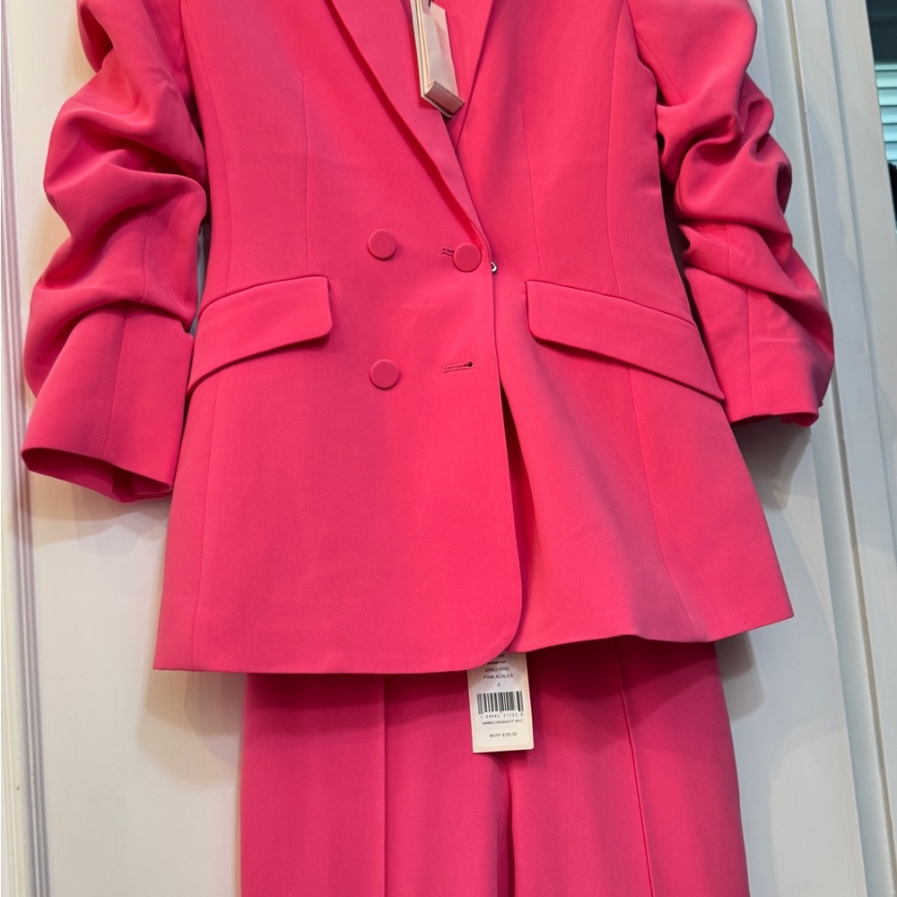 NWT Cinq a Sept Vibrant Pink Double-Breasted Blazer and Pants Set